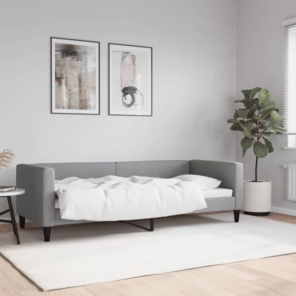 vidaXL Sof&aacute; cama sin colch&oacute;n tela gris claro 80x200 cm
