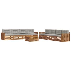 vidaXL Conjunto de sof&aacute;s de exterior 9 pcs Gris Natural y Claro