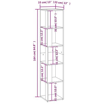 vidaXL Mueble de esquina madera ingeniería gris hormigón 33x33x164,5cm
