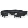 vidaXL Set de muebles de jard&iacute;n 14 pzas cojines rat&aacute;n sint&eacute;tico negro