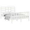 vidaXL Estructura de cama de madera maciza blanca 135x190 cm