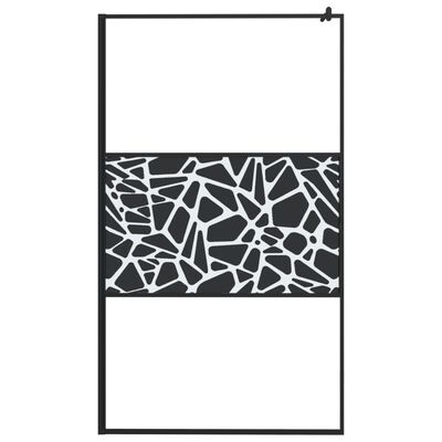 vidaXL Mampara ducha vidrio esmerilado diseño piedras negro 115x195 cm
