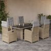 vidaXL Set comedor de jard&iacute;n 7 pzas con cojines rat&aacute;n sint&eacute;tico beige