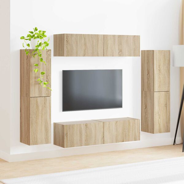vidaXL Conjunto de mueble de TV 8 pcs Roble Sonoma