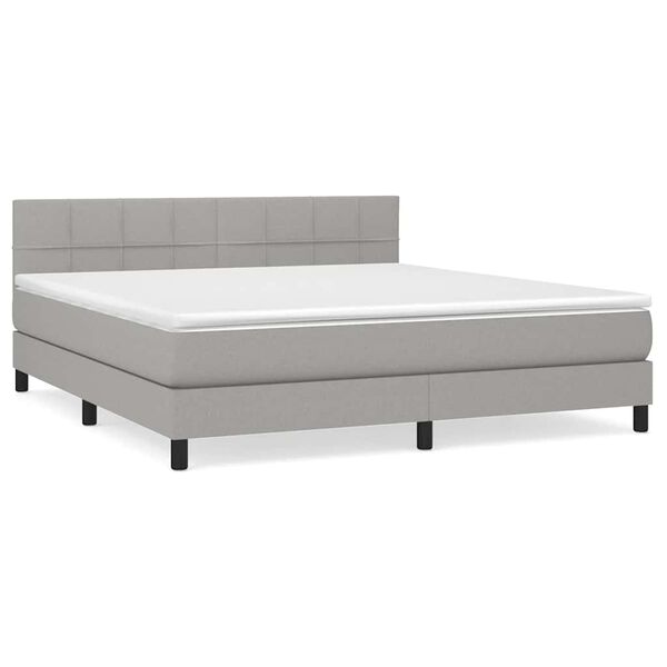 vidaXL Cama box spring con colch&oacute;n tela gris claro 160x200 cm