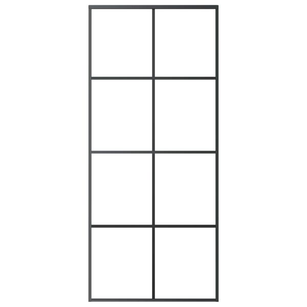 vidaXL Puerta corredera aluminio y vidrio ESG negra 90x205 cm