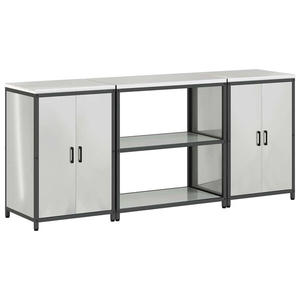 vidaXL Juego de Almacenamiento de Cocina con estante 3 pcs Plateado