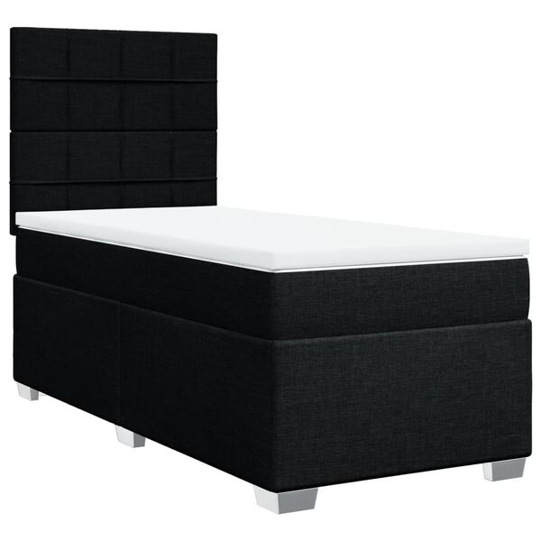 vidaXL Cama box spring con colch&oacute;n tela negro 80x200 cm