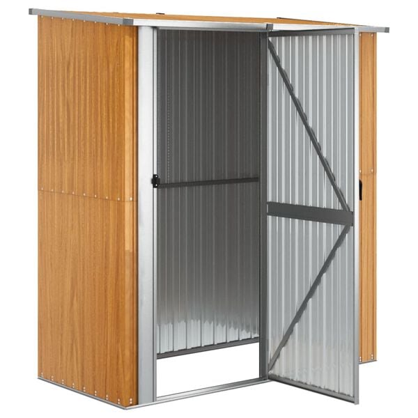 vidaXL Caseta de jard&iacute;n 180,5x97x209,5 cm acero galvanizado aspecto madera