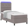 vidaXL Cama tipo Box Spring con colch&oacute;n con LED Taup&eacute; 90 x 190 cm tela