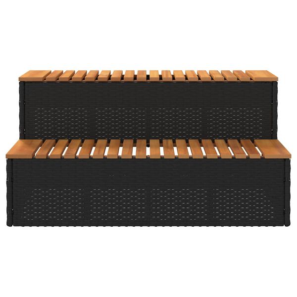 vidaXL Escal&oacute;n ba&ntilde;era hidromasaje negro 100x50x50,5 cm rat&aacute;n sint&eacute;tico