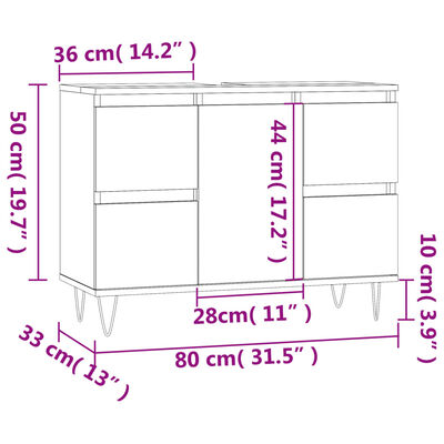 vidaXL Mueble de baño madera de ingeniería gris hormigón 80x33x60 cm