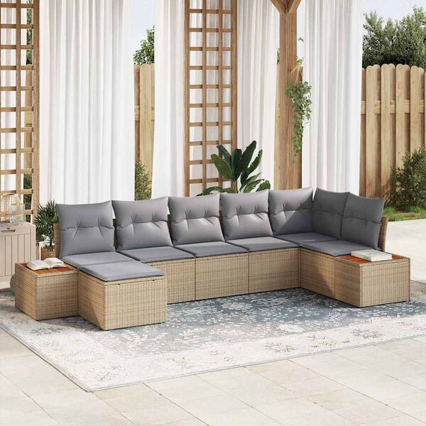 vidaXL Conjunto de sof&aacute;s de jard&iacute;n con coj&iacute;n 8 pcs Beige y Gris Claro