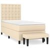 vidaXL Cama box spring con colch&oacute;n tela color crema 90x200 cm
