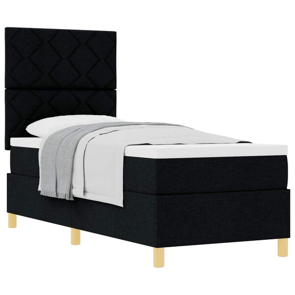 vidaXL Cama tipo Box Spring con colch&oacute;n Negro 80 x 200 cm tela