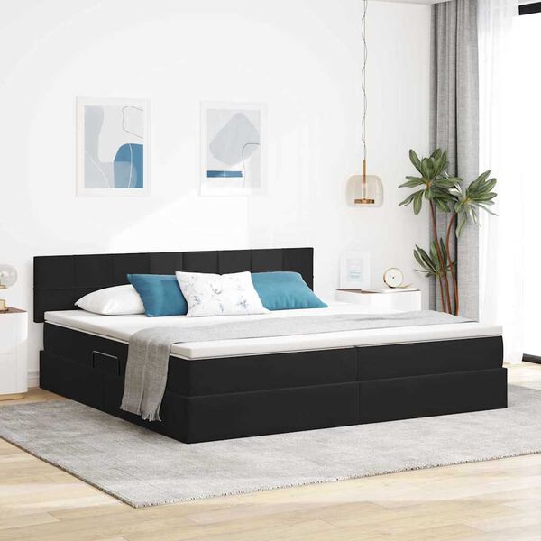 vidaXL Cama con almacenamiento y LED Negro 200 x 200 cm Terciopelo
