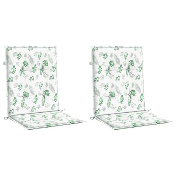 vidaXL Cojines de silla de respaldo bajo 2 uds tela estampado de hojas