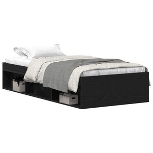 vidaXL Estructura de cama sin colch&oacute;n roble negro 90x190 cm