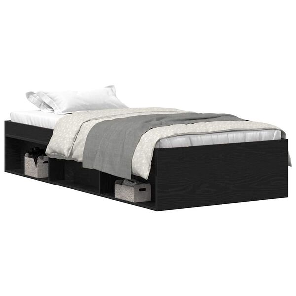 vidaXL Estructura de cama sin colch&oacute;n roble negro 90x190 cm