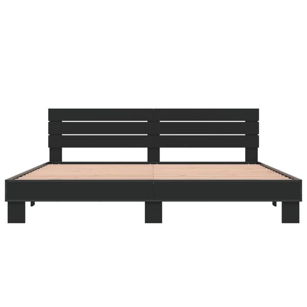 vidaXL Estructura de cama madera de ingenier&iacute;a y metal negro 200x200cm