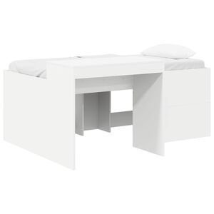 vidaXL Cama alta para ni&ntilde;os con escritorio Blanco 80 x 160 cm