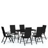 vidaXL Juego de comedor para jard&iacute;n 7 piezas negro