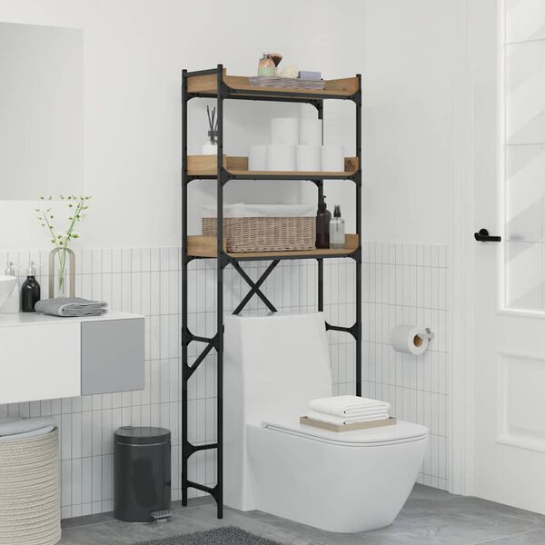 vidaXL Estante para lavadora Roble artesanal 67 x 25 x 163 cm