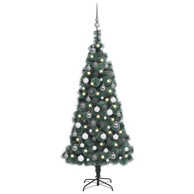 vidaXL Árbol de Navidad artificial LEDs y bolas PVC&PE verde 120 cm