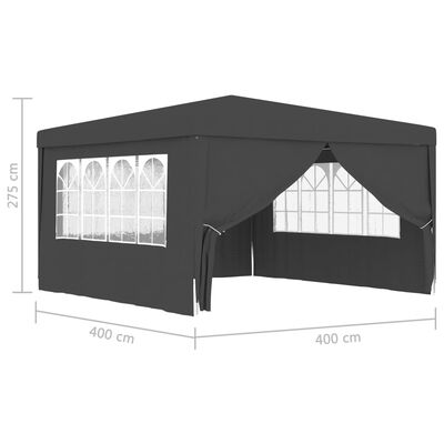 vidaXL Carpa profesional para fiestas con paredes gris 90 g/m² 4x4 m
