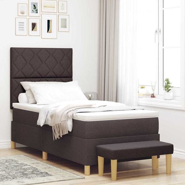 vidaXL Cama tipo Box Spring Marr&oacute;n oscuro 100 x 200 cm tela