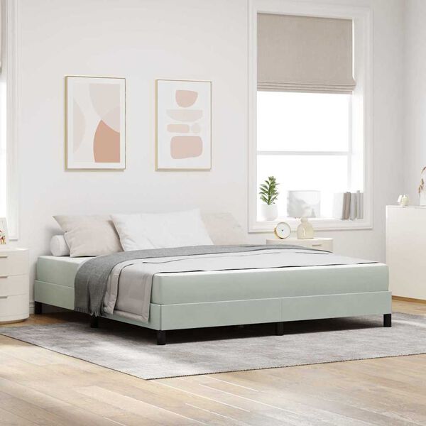 vidaXL Cama tipo Box Spring con colch&oacute;n Gris Claro 180 x 210 cm tela