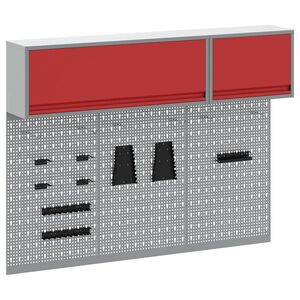 vidaXL Juego de Armarios de Herramientas con estante 5 uds. Rojo