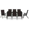 vidaXL Conjunto de Comedor de Jard&iacute;n 9 pcs Negro Caf&eacute;