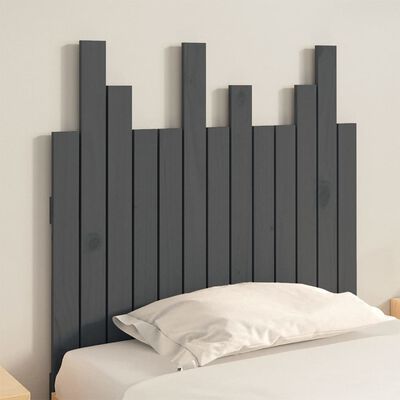 vidaXL Cabecero de cama de pared madera maciza pino gris 82,5x3x80 cm