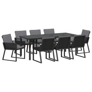 vidaXL Conjunto de Comedor de Jard&iacute;n 9 pcs Negro