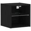 vidaXL Gabinete de noche LED montado en la pared con Negro