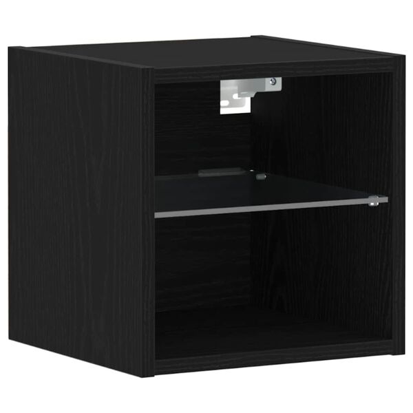 vidaXL Gabinete de noche LED montado en la pared con Negro