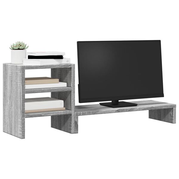 vidaXL Soporte monitor con organizador escritorio madera gris Sonoma