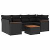 vidaXL Set de comedor de jard&iacute;n 7 pzas y cojines rat&aacute;n sint&eacute;tico negro