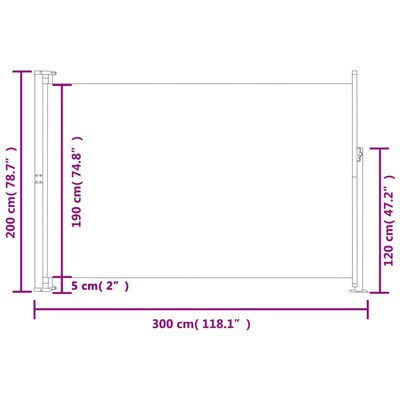 vidaXL Toldo lateral retráctil para patio gris 200x300 cm