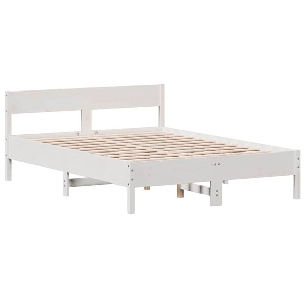vidaXL Estructura de cama sin colch&oacute;n madera de pino blanca 150x200 cm