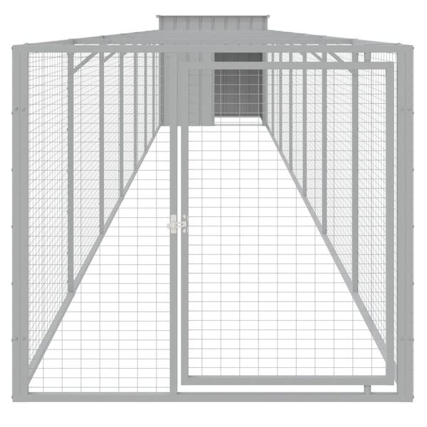 vidaXL Caseta perros corral acero galvanizado gris claro 110x813x110cm
