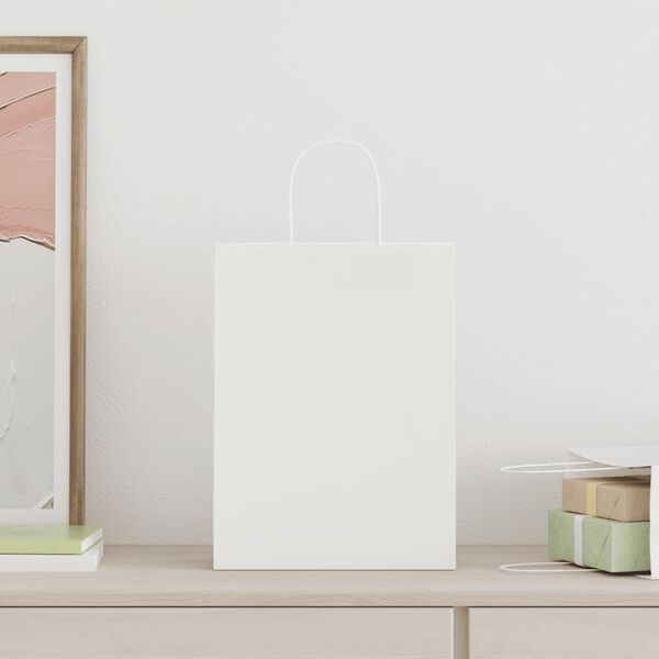 vidaXL Bolsas de papel con asas 250 uds blanca 26x12x35 cm
