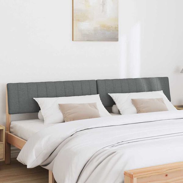 vidaXL Cabecero tapizado Gris oscuro 200 cm Madera de pino macizo