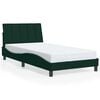 vidaXL Estructura de cama con LED sin colch&oacute;n Hanko terciopelo verde oscuro 100x200 cm