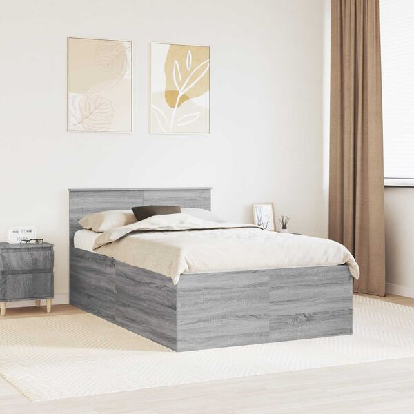 vidaXL Estructura de cama con cabecera Gris Sonoma 120 x 200 cm