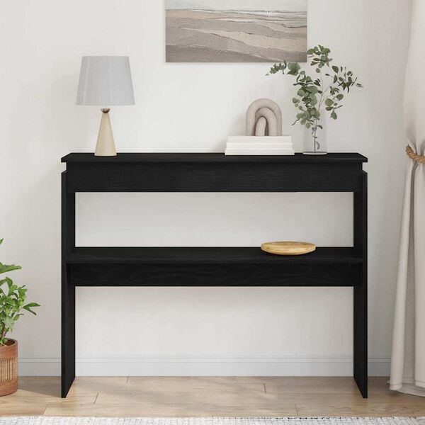 vidaXL Mesa Consola Roble Negro 80 x 30 x 102 cm Madera de ingenier&iacute;a