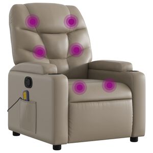vidaXL Sill&oacute;n de masaje reclinable cuero sint&eacute;tico color capuchino