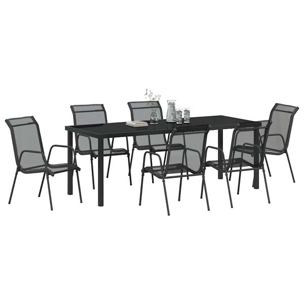 vidaXL Conjunto de Comedor de Jard&iacute;n 7 pcs Negro