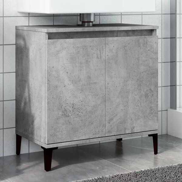 vidaXL Armario de lavabo madera contrachapada gris hormig&oacute;n 58x33x60cm